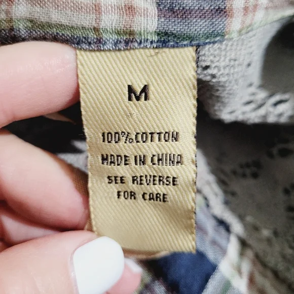 BKE Women Plaid Button Front Shirt Size Medium Lace Back Panels Western Boho Y2K - Picture 11 of 12